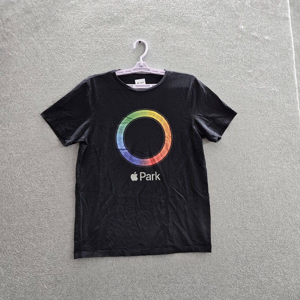 Apple Men Shirt M Black Graphic Apple Park Logo Short Sleeve